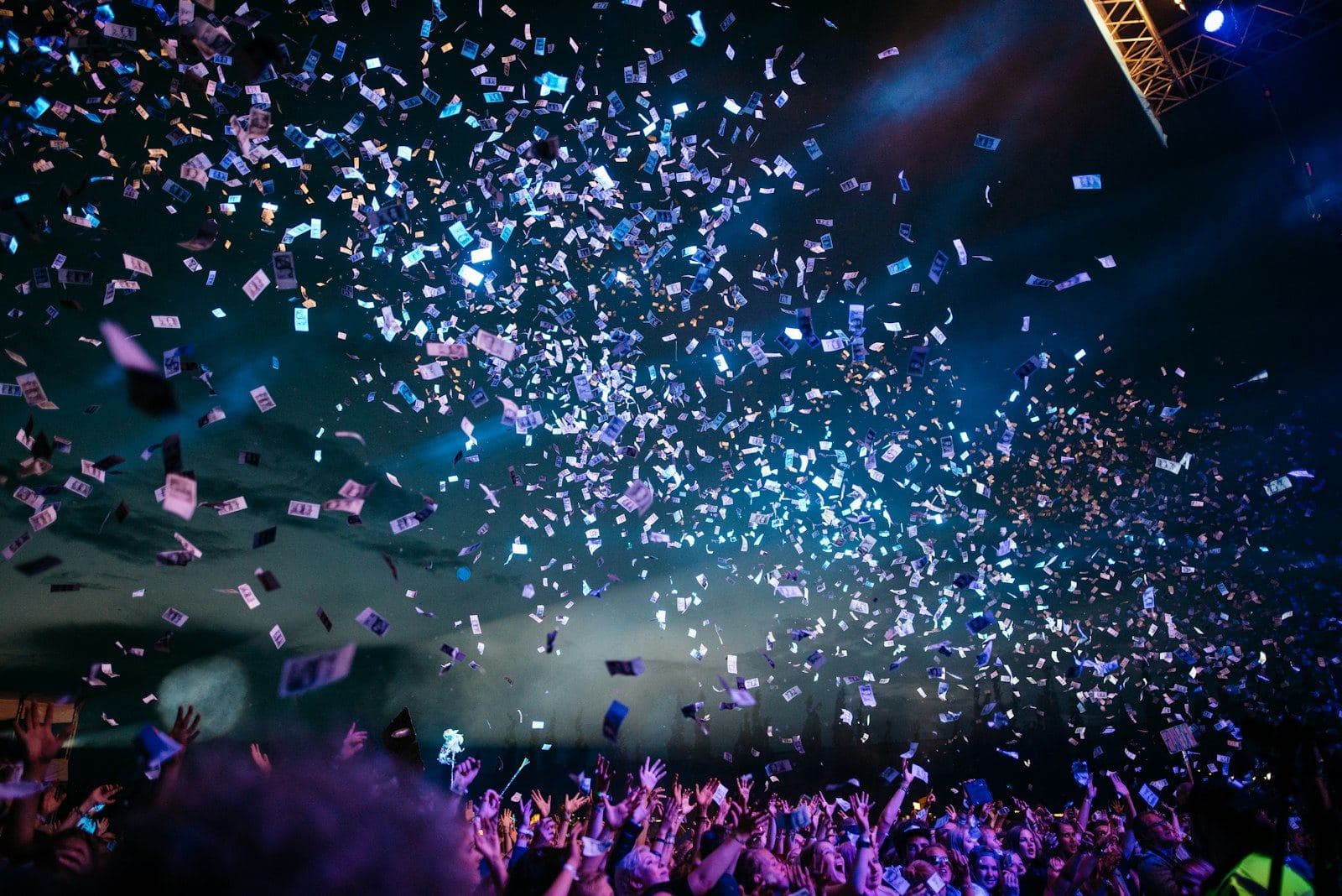Stage lighting and entertainment setup at an event